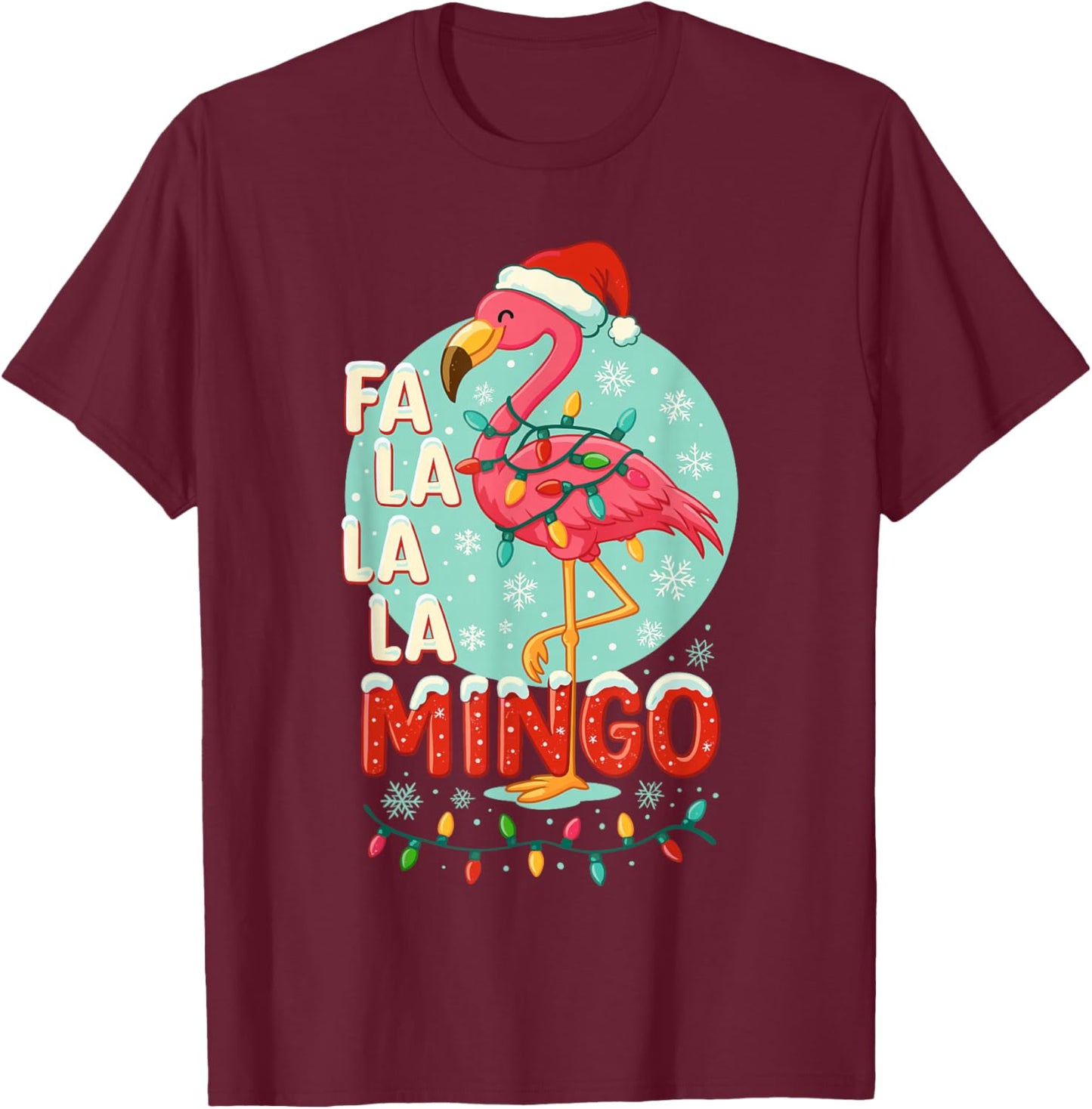 Flamingo Christmas Shirt , Funny FA La La Mingo T-Shirt - T-Shirt | Maroon