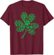 Dog Paw Print Irish Lucky Shamrock St Patricks Day Dog Lover T-Shirt - T-Shirt | Maroon
