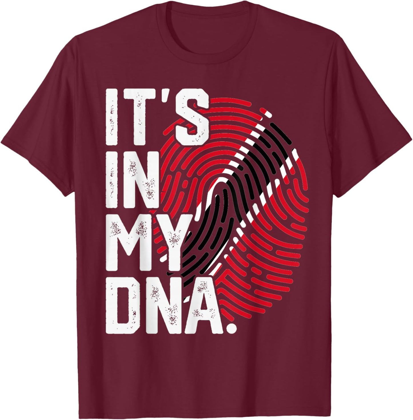 Trinidad and Tobago Roots Flag Fingerprint Graphic Patriotic T-Shirt - T-Shirt | Maroon