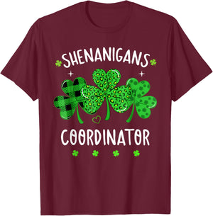 Shenanigans Coordinator Funny Teacher St Patrick's Day Irish T-Shirt - T-Shirt | Maroon