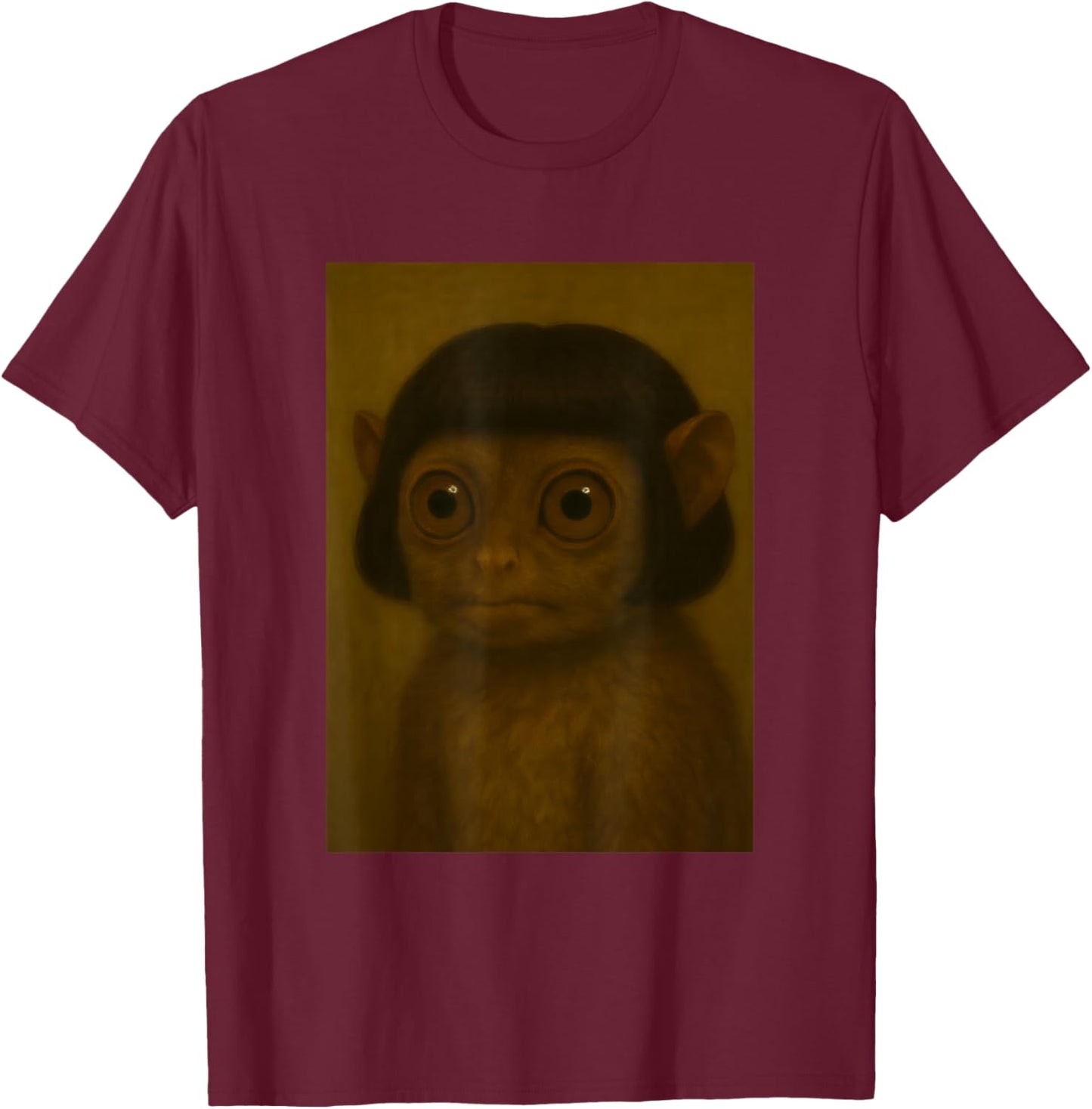Funny Tarsier Bob Haircut Viral Meme T-Shirt - T-Shirt | Maroon