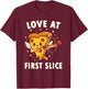 Love at First Slice Pizza Cupid Valentine Pun T-Shirt - T-Shirt | Maroon