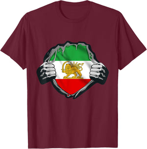 Iran Lion Sun Flag,Iran,Persian,Shir o Khorshid T-Shirt - T-Shirt | Maroon