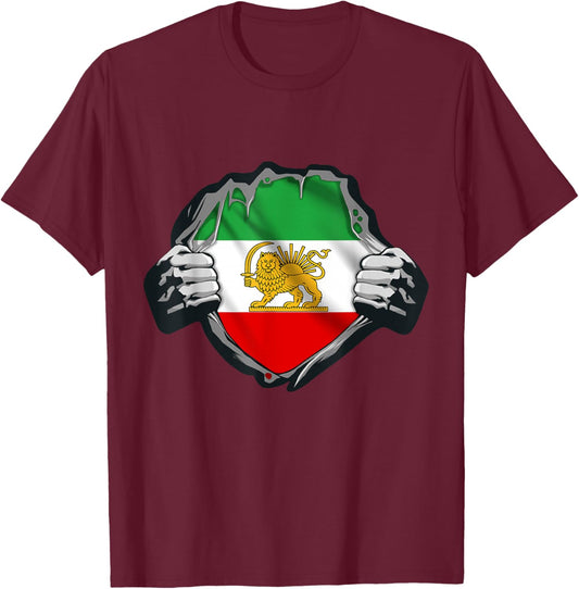 Iran Lion Sun Flag,Iran,Persian,Shir o Khorshid T-Shirt - T-Shirt | Maroon