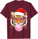 Tiger Christmas Bubble Gum Pink Sunglasses T-Shirt - T-Shirt | Maroon