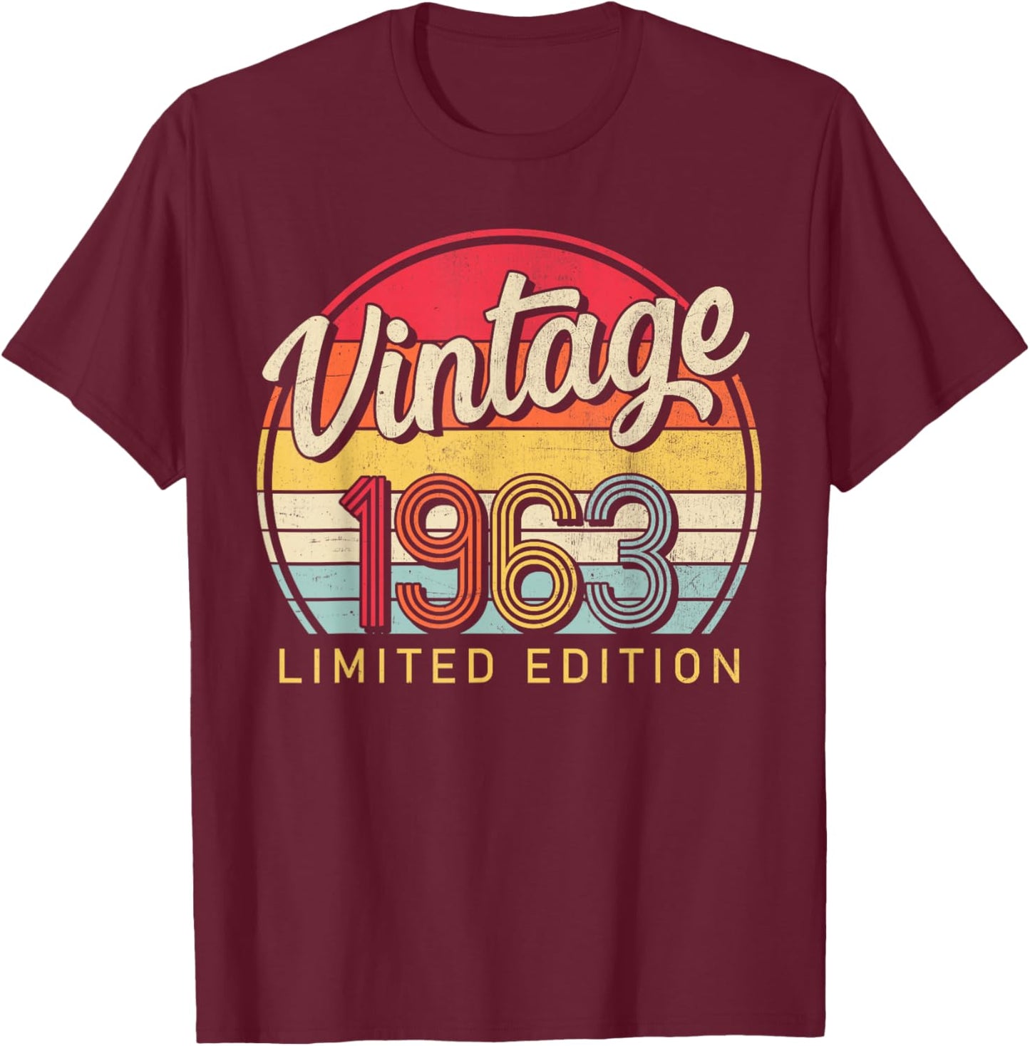 Limited Edition Retro Style 60's Born Vintage 1963 Birthday T-Shirt - T-Shirt | Maroon