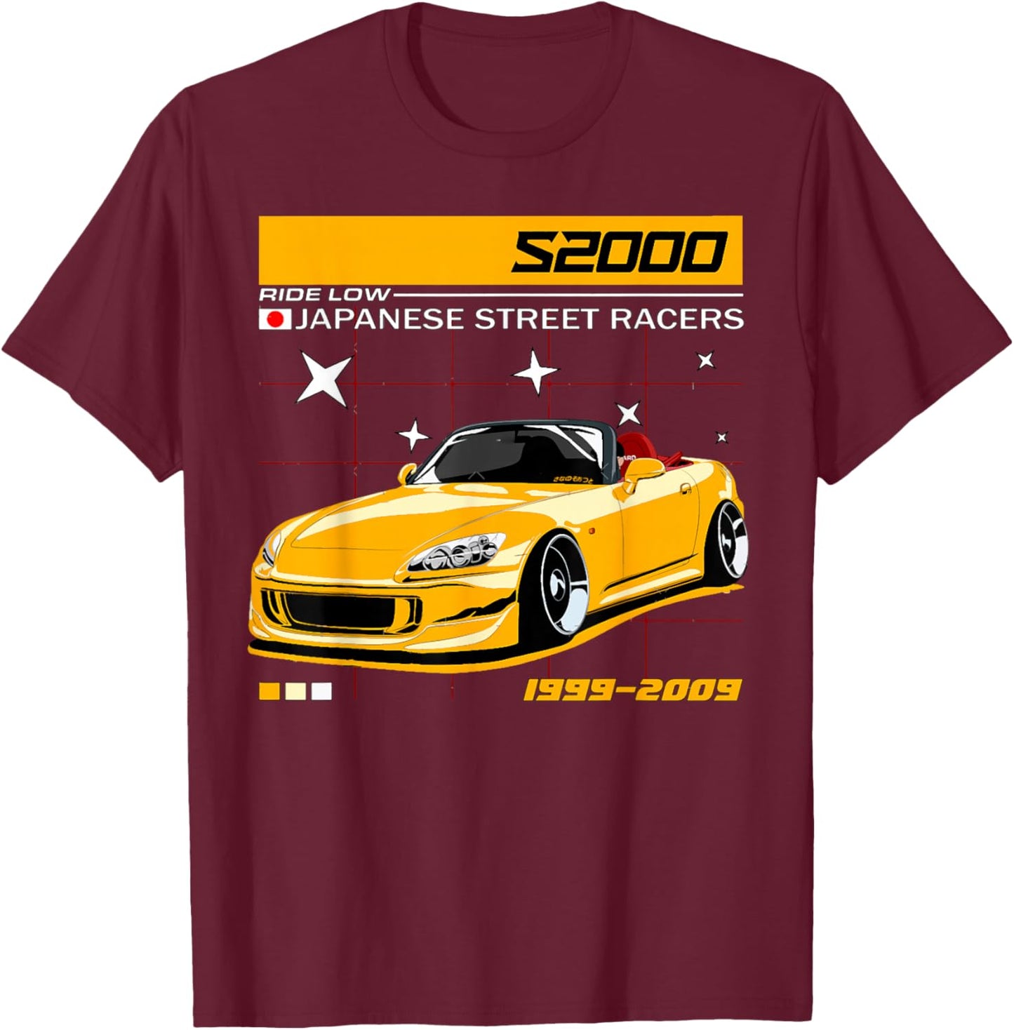 S2000 Yellow JDM Graphic Retro Tuner Car Drift Racing T-Shirt - T-Shirt | Maroon