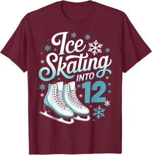 Ice Skating Into 12 Ice Skating 12th Birthday Figure Skating T-Shirt - T-Shirt | Maroon