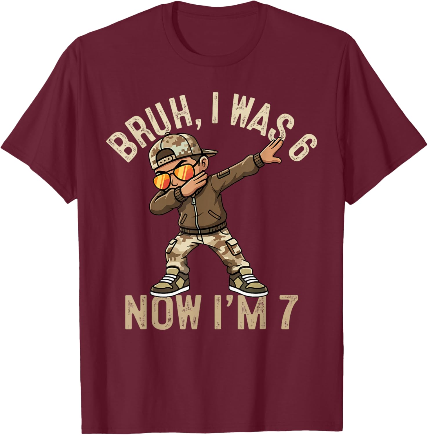 I was 6 Now I'm 7 Year Old 7th Birthday 67 Dabbing Boys Kids T-Shirt - T-Shirt | Maroon