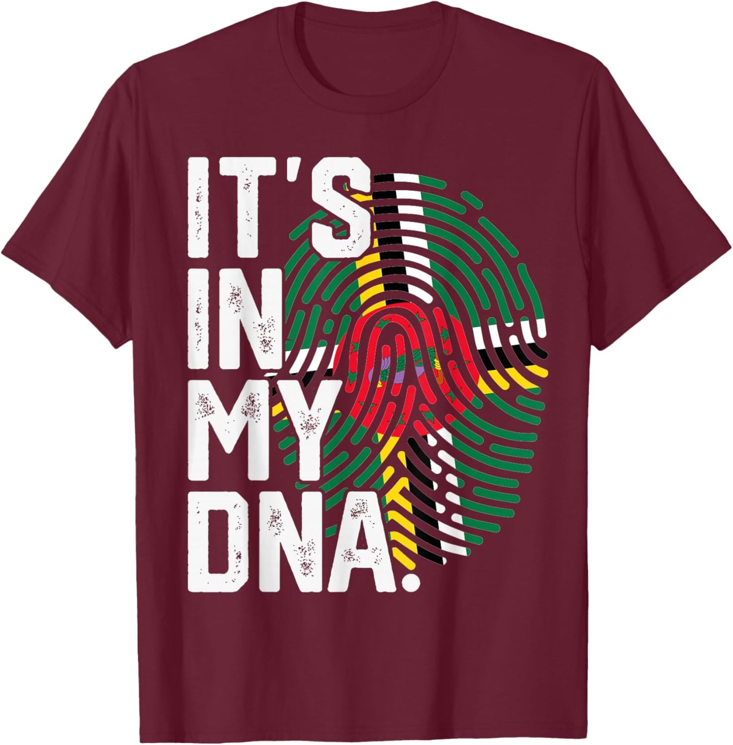Dominica Roots Flag Fingerprint Graphic Patriotic T-Shirt - T-Shirt | Maroon