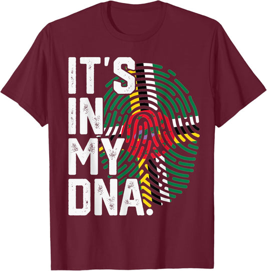 Dominica Roots Flag Fingerprint Graphic Patriotic T-Shirt - T-Shirt | Maroon