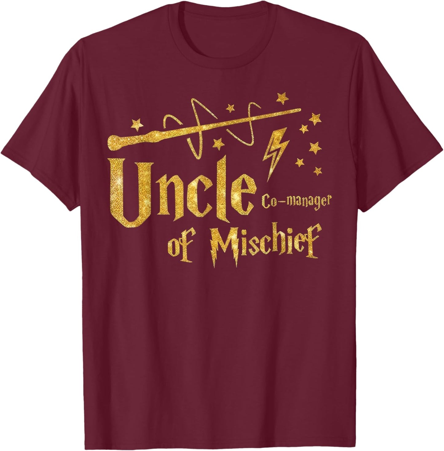 Magical Uncle Manager of Mischief Birthday Family Matching T-Shirt - T-Shirt | Maroon
