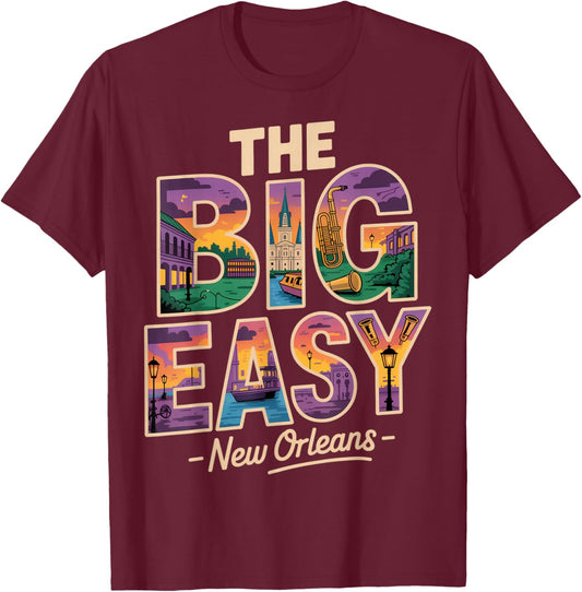 The Big Easy New Orleans Vintage T-Shirt - T-Shirt | Maroon