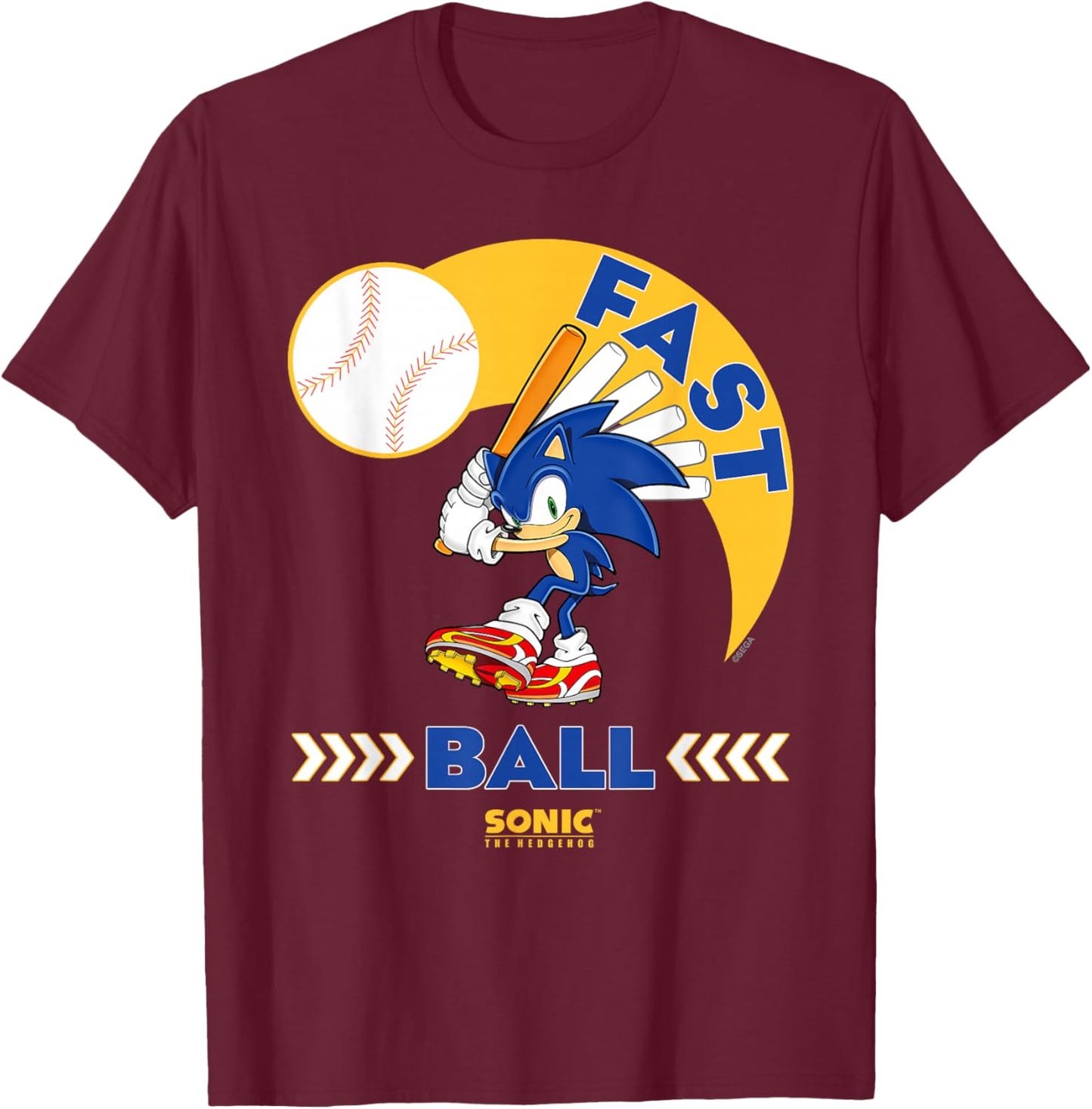 Sonic The Hedgehog - Sonic Fast Ball T-Shirt - T-Shirt | Maroon