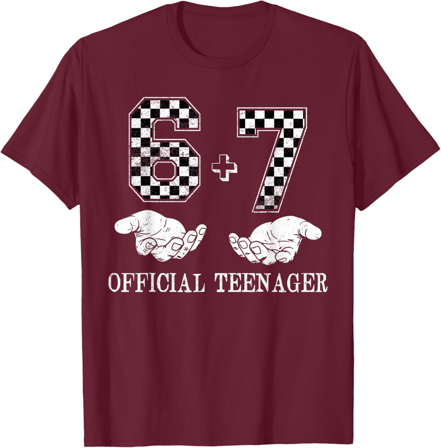 6+7 Official Teenager 13th Birthday 13 Year Old Boys Kids T-Shirt - T-Shirt | Maroon