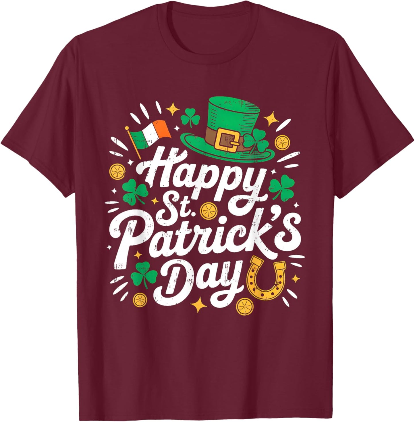 Happy St Patricks Day Shamrock Irish Women Kids T-Shirt - T-Shirt | Maroon