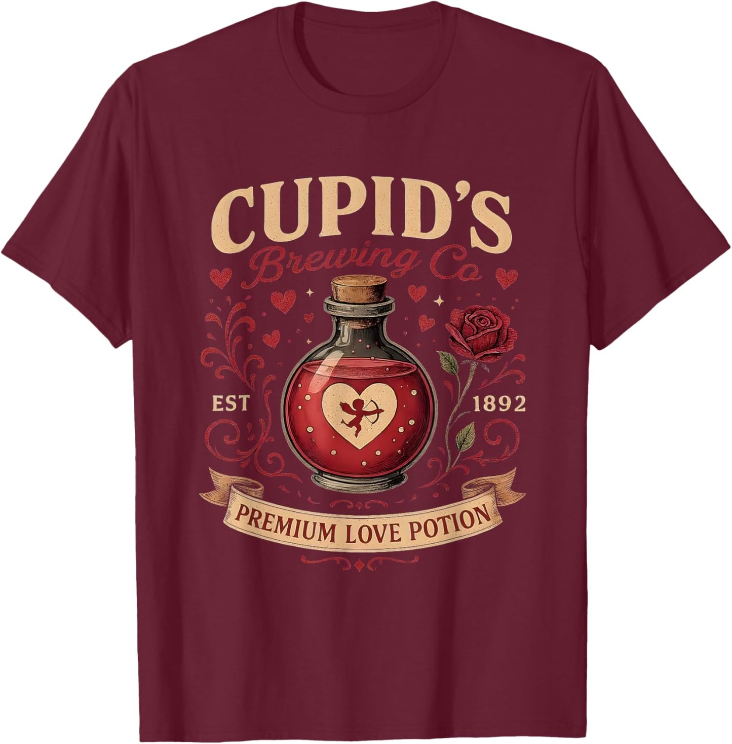 Retro Trendy Valentine Funny Even Cupid Need A Margarita T-Shirt - T-Shirt | Maroon