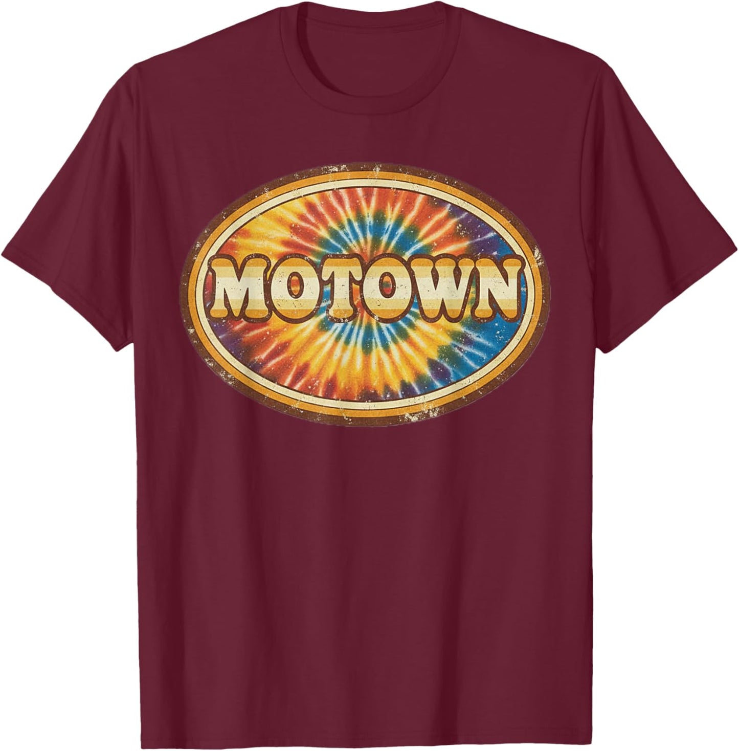 Motown Groovy 60s 70s Tie Dye Detroit Music Vintage Inspired T-Shirt - T-Shirt | Maroon