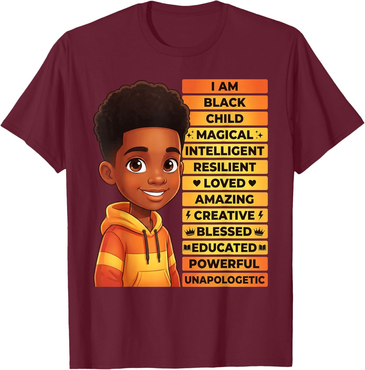 I'm Black History Month Shirt Boys Kids African American T-Shirt - T-Shirt | Maroon