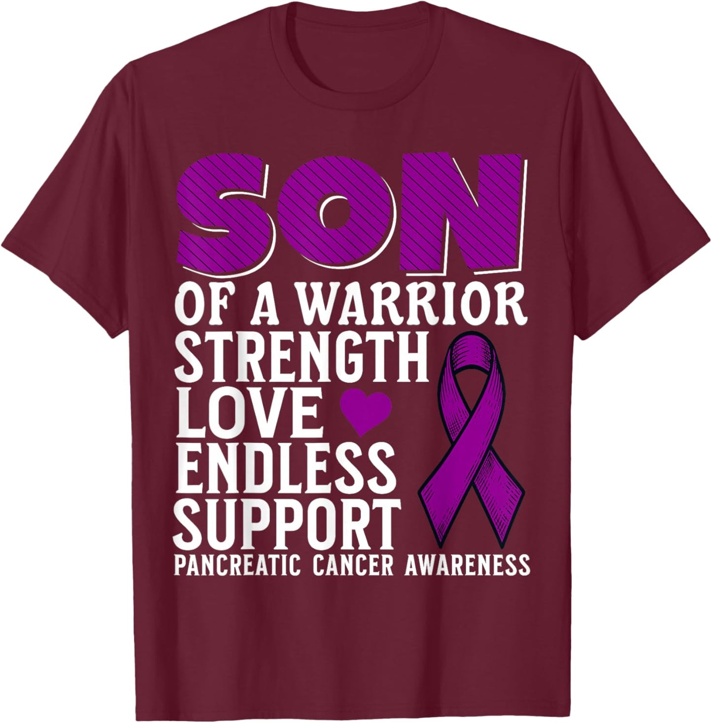 Son of a Warrior Pancreatic Cancer Awareness Family Matching T-Shirt - T-Shirt | Maroon
