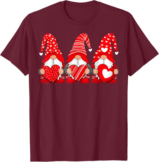 Happy Valentine's Day Boyfriend Girlfriend Gnome Couple T-Shirt - T-Shirt | Maroon