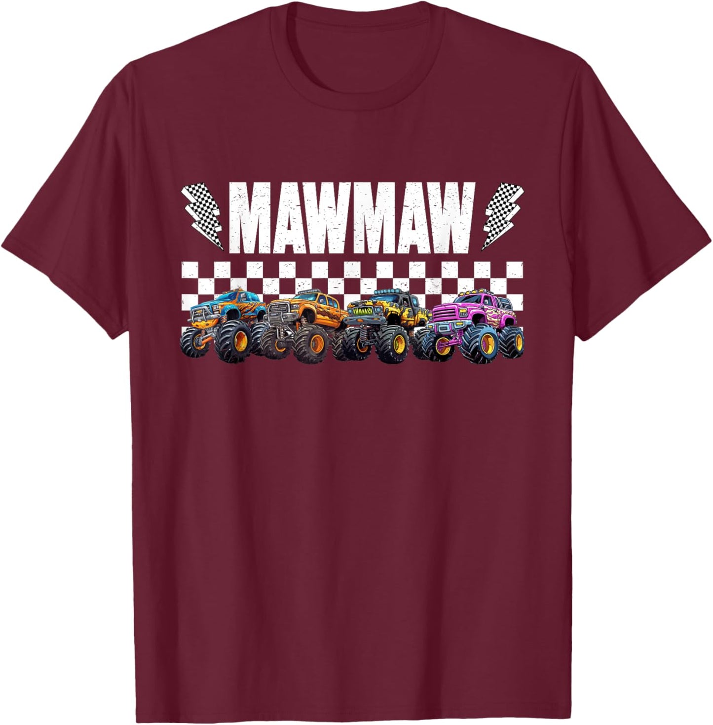 Mawmaw Retro Monster Truck Family Crew Birthday Matching T-Shirt - T-Shirt | Maroon