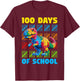 100 Days of School Dinosaur 100 Days Smarter 100th Day Kids T-Shirt - T-Shirt | Maroon