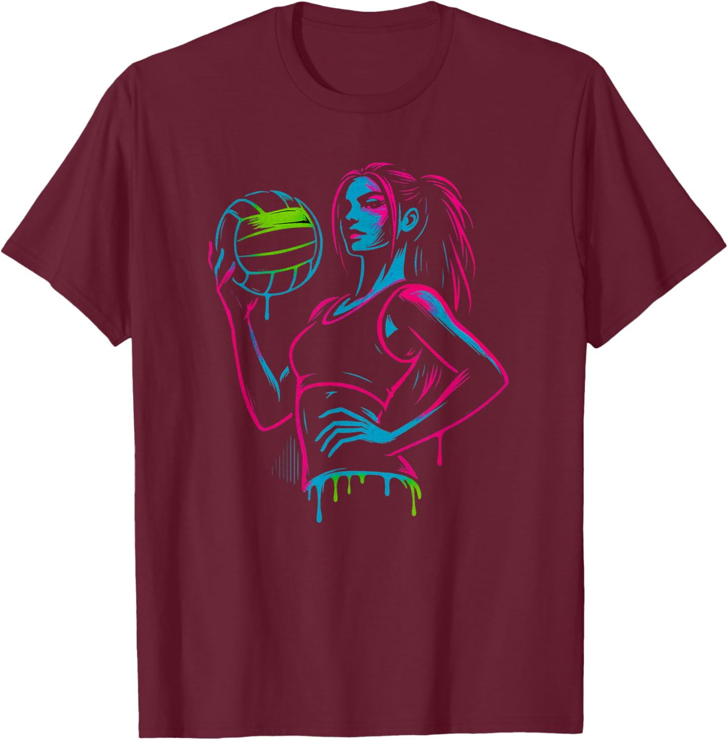 Volleyball Girl Drip Style Athlete Proud Player Artwork T-Shirt - T-Shirt | Maroon