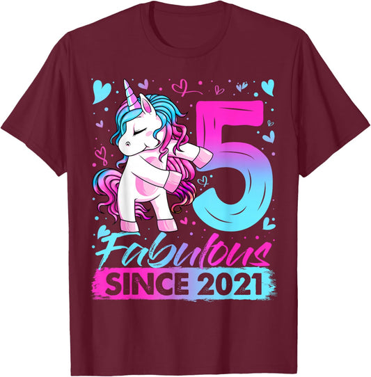 5th Birthday Shirt Girl 5 Year Old Gifts 5 Birthday Girl T-Shirt - T-Shirt | Maroon