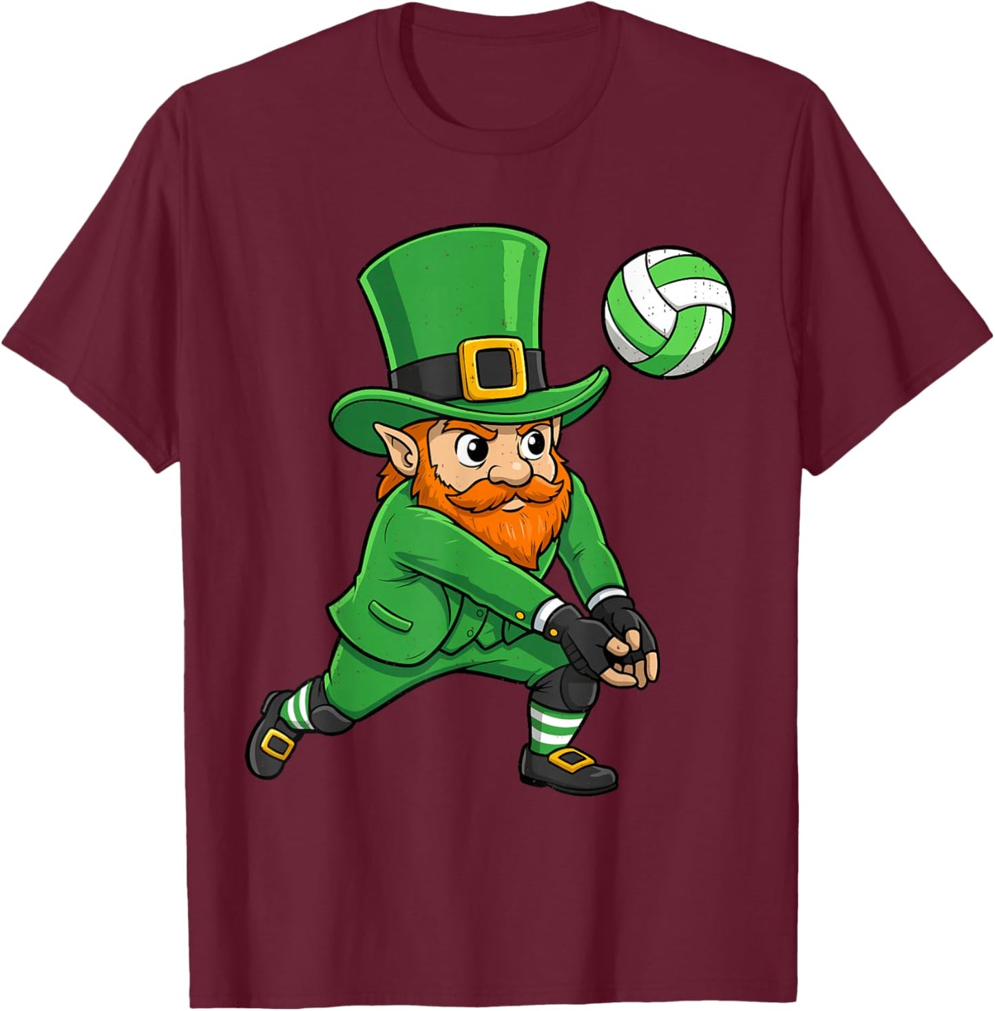 Leprechaun Volleyball Green St Patricks Day Sport Boy Kids T-Shirt - T-Shirt | Maroon