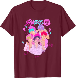 Kpop Demon Hunters Halloween Saja Boys Demon Group Portrait T-Shirt - T-Shirt | Maroon