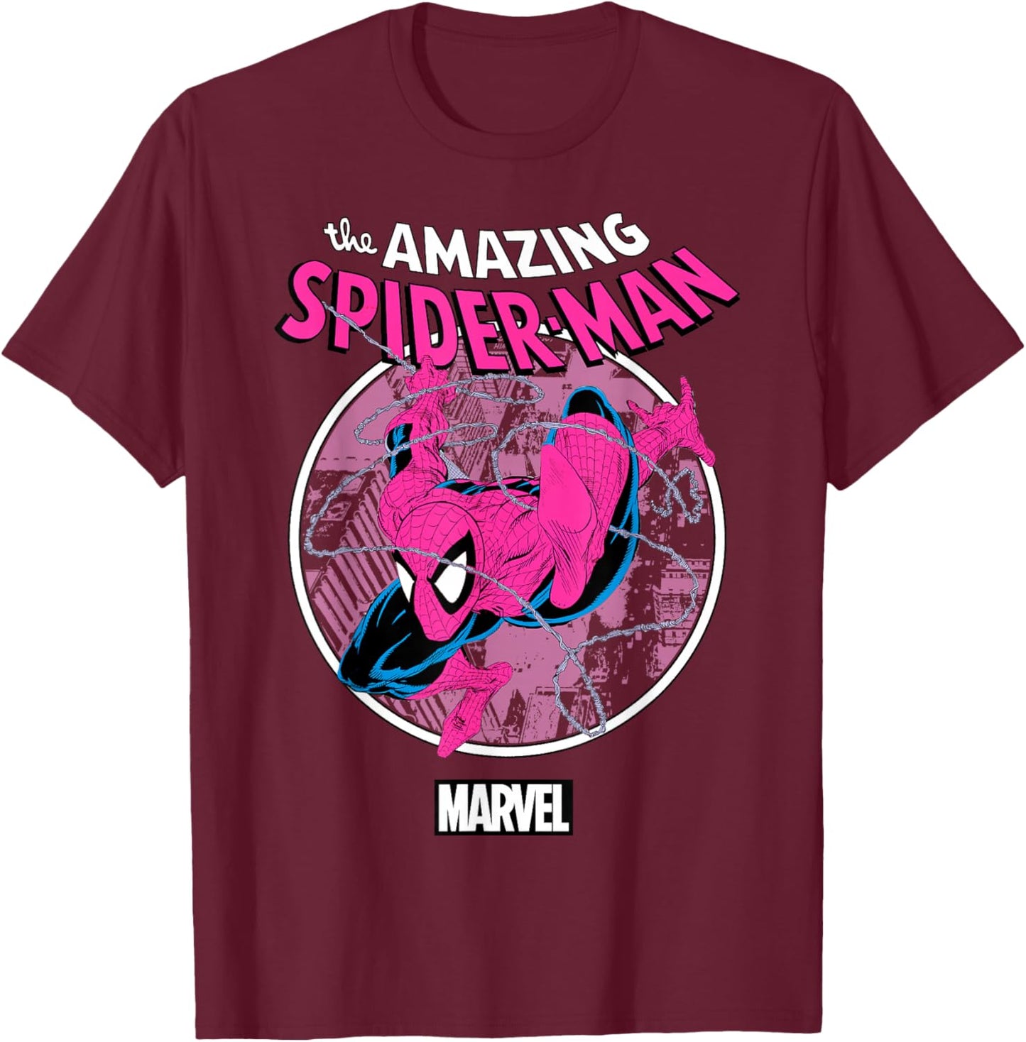 Marvel Comics Spider-Man City Swing Classic T-Shirt - T-Shirt | Maroon