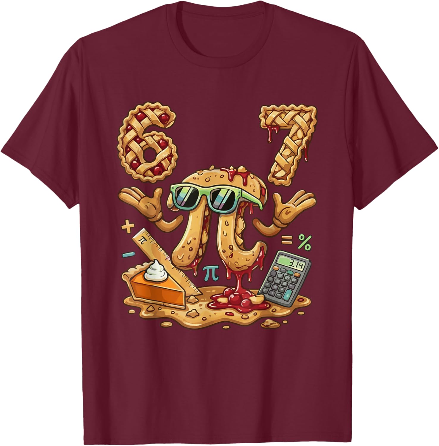 Pi Symbol 67 Meme Math Pi Day Graphic T-Shirt - T-Shirt | Maroon