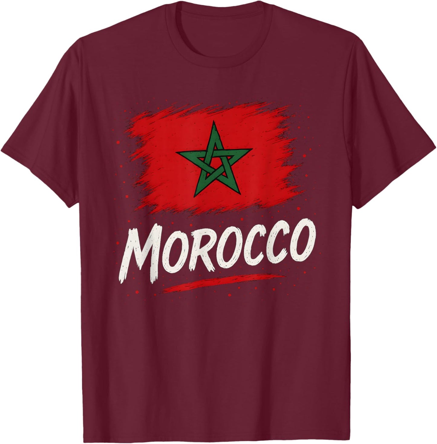 Morocco Moroccan Flag T-Shirt - T-Shirt | Maroon