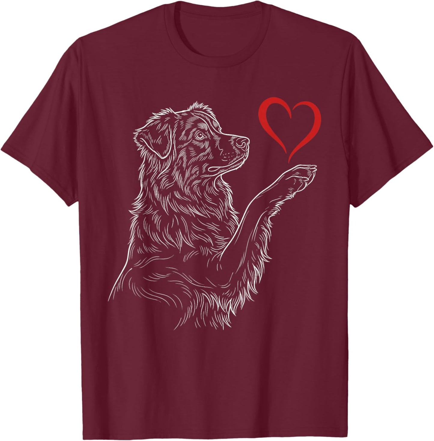 Australian Shepherd Lover Dog Holding Heart Valentines T-Shirt - T-Shirt | Maroon
