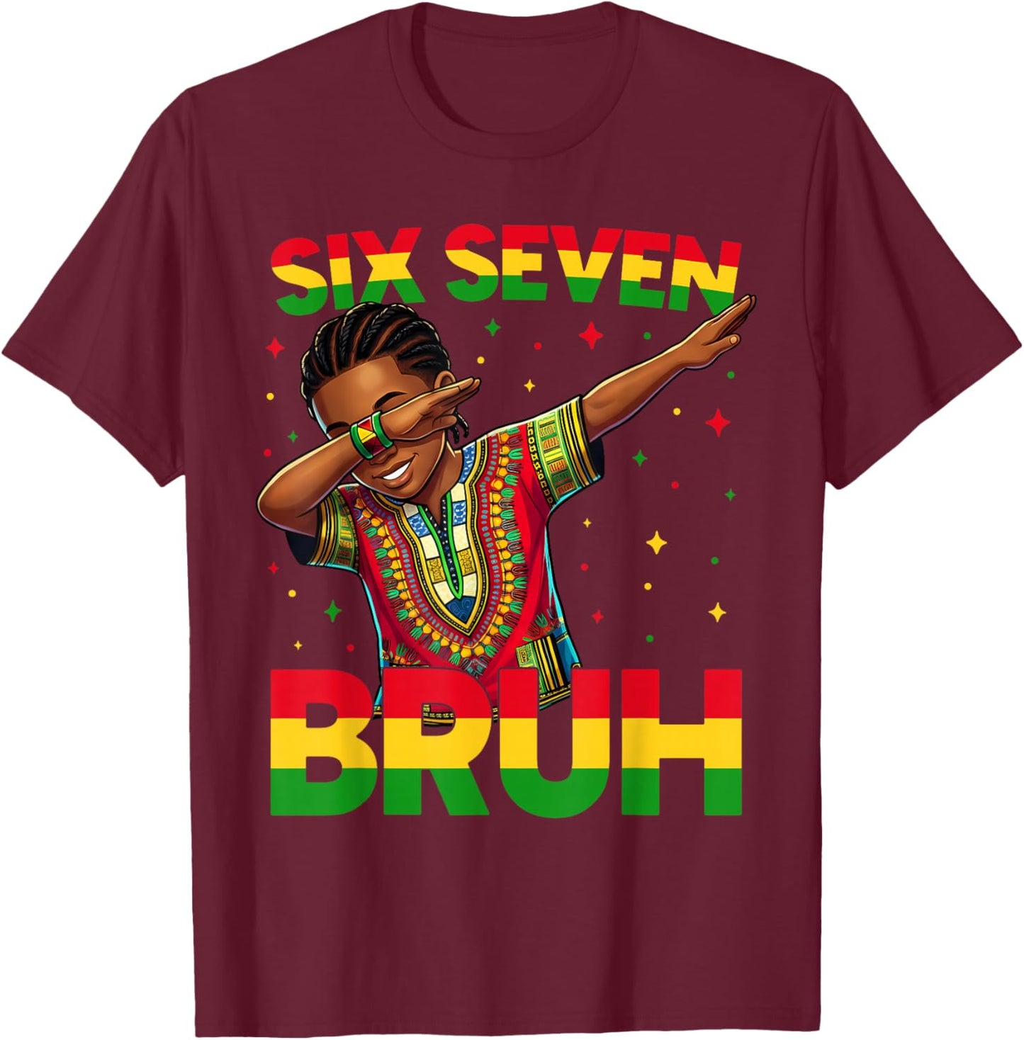 Bruh Dabbing Black History Month African 67 Meme Boys Kids T-Shirt - T-Shirt | Maroon