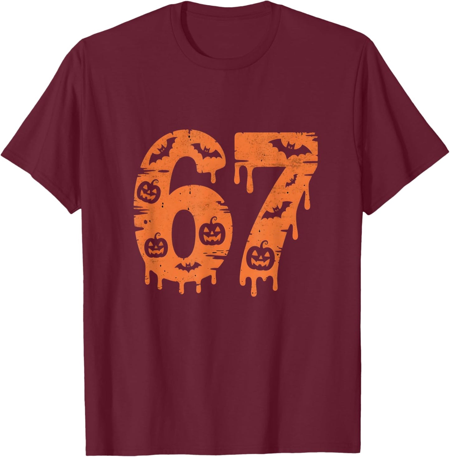 67 Six Seven Meme Funny Halloween T-Shirt - T-Shirt | Maroon