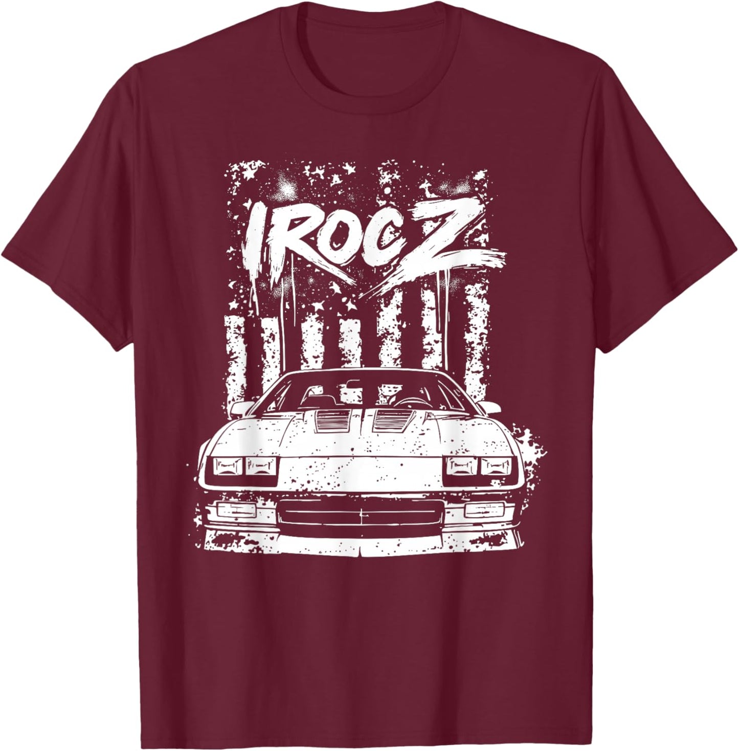 IROC Z Front Grill USA Flag Patriotic Muscle Car Classic T-Shirt - T-Shirt | Maroon
