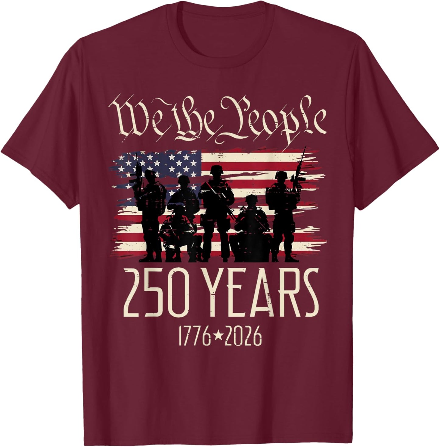 250 Years US Flag 250th Anniversary American Birthday USA T-Shirt - T-Shirt | Maroon