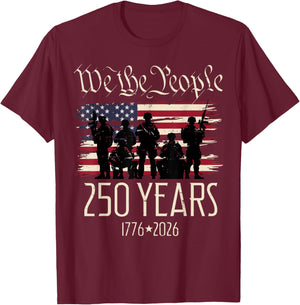 250 Years US Flag 250th Anniversary American Birthday USA T-Shirt - T-Shirt | Maroon