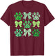 Coquette Bow Dog Paw St Patricks Day Irish Lucky Shamrock T-Shirt - T-Shirt | Maroon