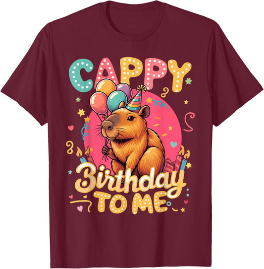 Cappy Birthday to Me Capy Birthday Cute Capybara Boys Girls T-Shirt - T-Shirt | Maroon
