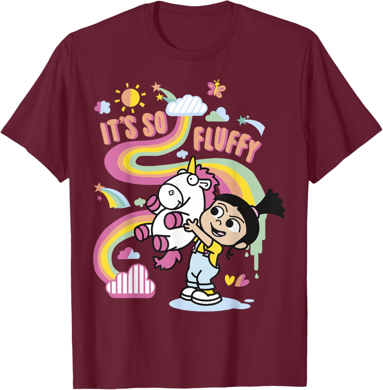 Despicable Me Minions Agnes Unicorn Rainbow T-Shirt - T-Shirt | Maroon