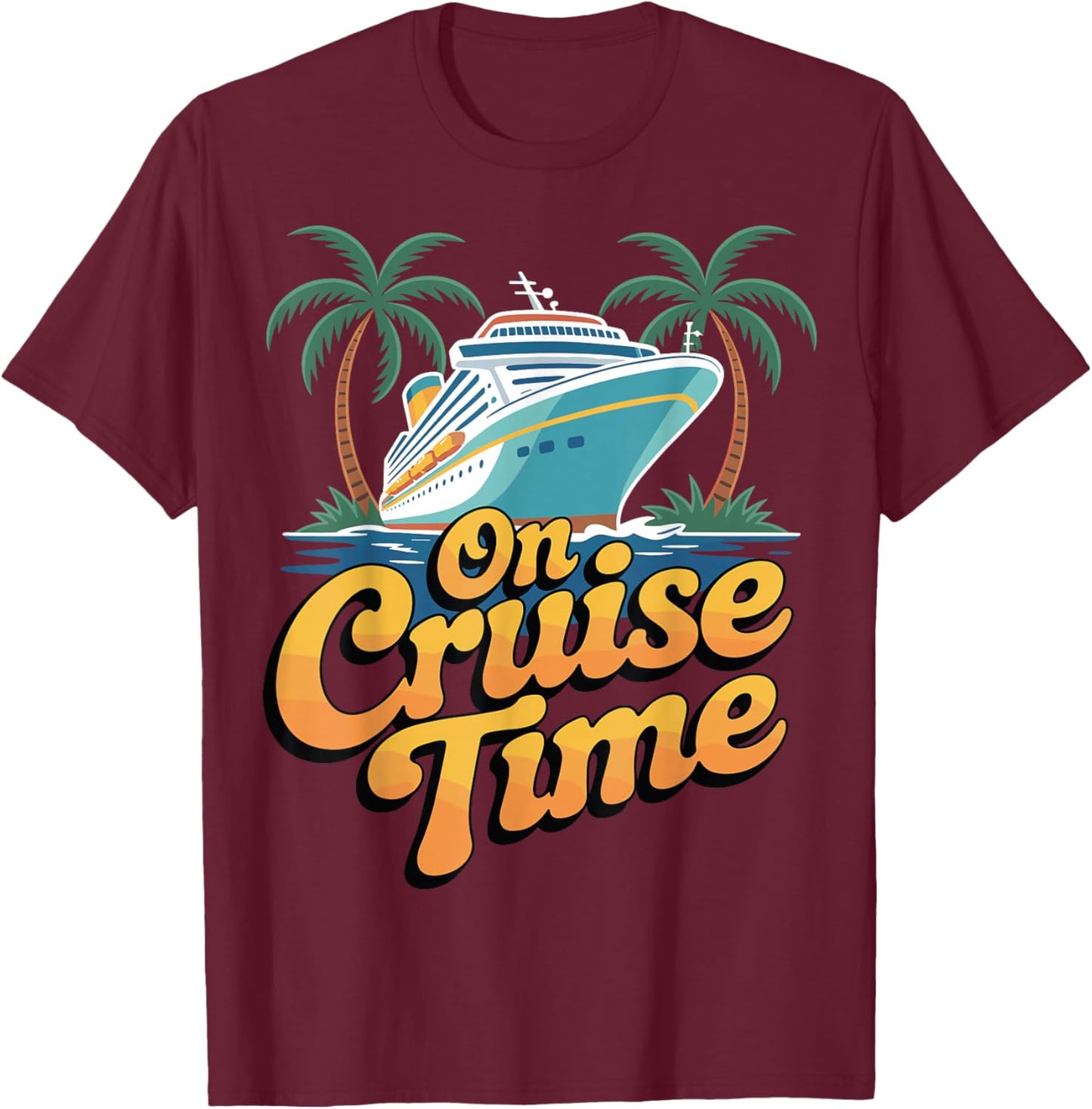 Retro Cruise Time Summer Travel Beach Adventure Ocean Relax T-Shirt - T-Shirt | Maroon