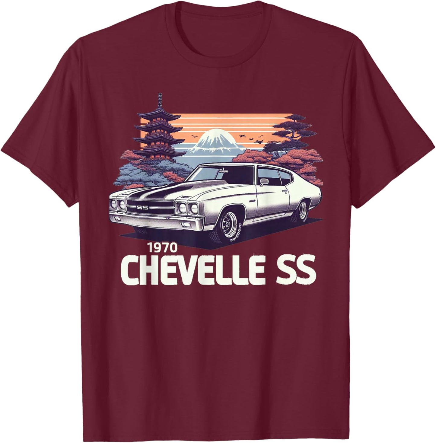 Vintage 1970 Chevelle 70 Classic American Muscle Car Hot Rod T-Shirt - T-Shirt | Maroon