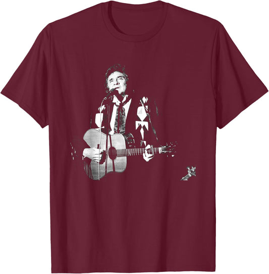 Johnny Cash is Coming to Town Era 1987 Live T-Shirt - T-Shirt | Maroon