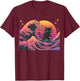 Cat Surfing Japanese T-Shirt - T-Shirt | Maroon