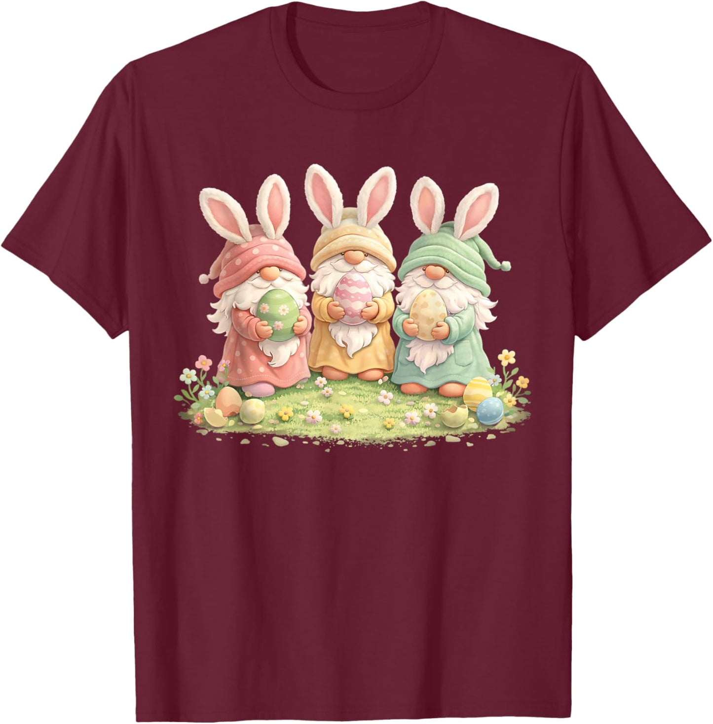 Gnome Easter Cute Bunny Gnomes Women Girls Kids Toddler T-Shirt - T-Shirt | Maroon