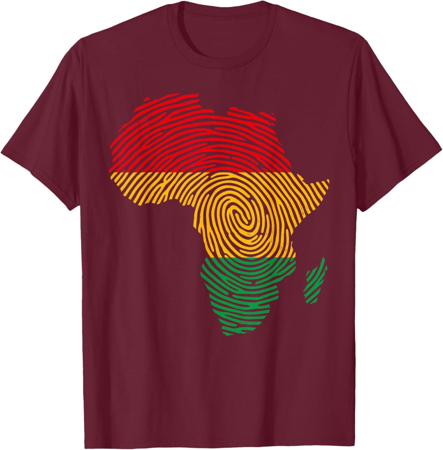 African Heritage Fingerprint Map Roots Pride Graphics T-Shirt - T-Shirt | Maroon