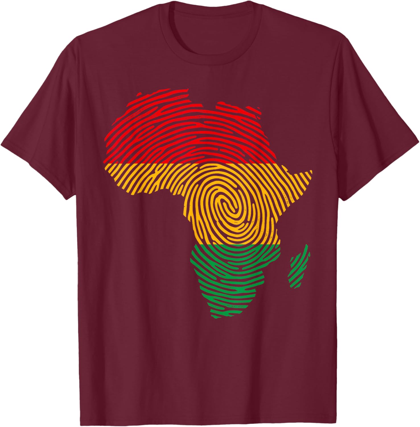 African Heritage Fingerprint Map Roots Pride Graphics T-Shirt - T-Shirt | Maroon
